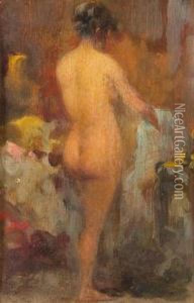 Nudo Al Bagno Oil Painting - Juan Pablo Salinas Y Teruel