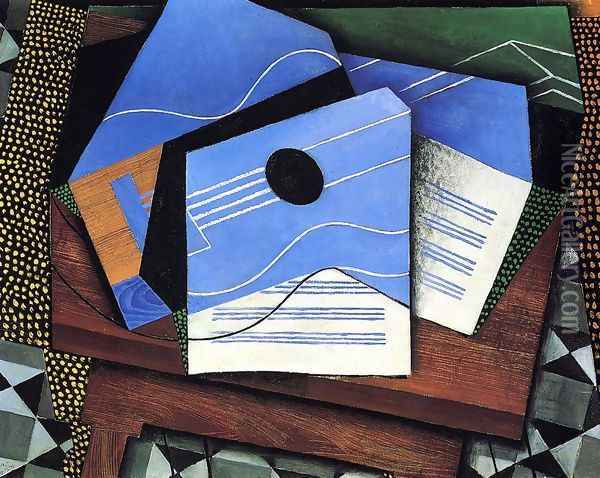 Guitar On A Table Oil Painting - Juan Gris