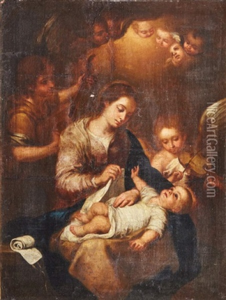Sagrada Familia Oil Painting - Bartolome Esteban Murillo
