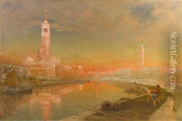 Venice- Midsummer Dawn, 1878 Oil Painting - Albert Goodwin