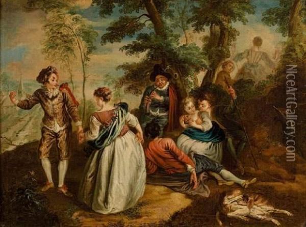 Plaisirs Champetres Oil Painting - Watteau, Jean Antoine