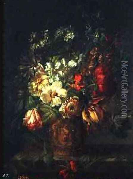 Flowers Oil Painting - Joseph-Laurent Malaine