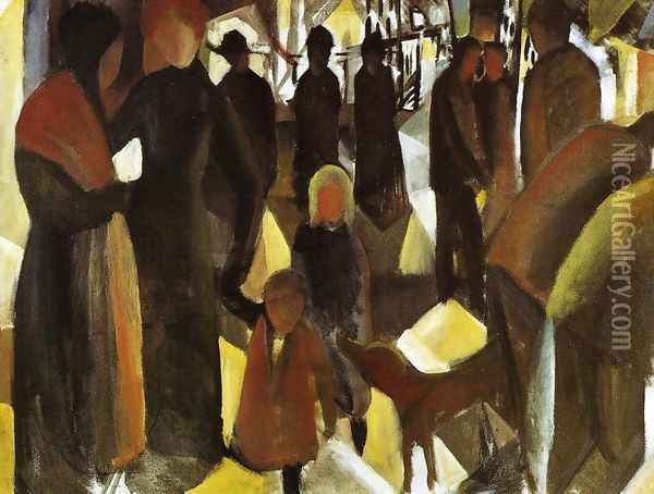Leave-Taking (Abschied) 1914 Oil Painting - August Macke