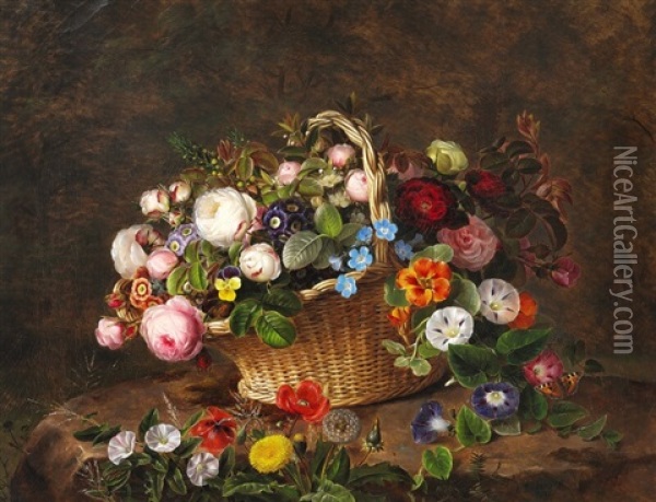 Flower Stilleben Oil Painting - Johan Laurentz Jensen