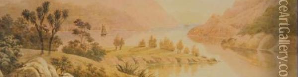 Panoramic Sounds Landscape Oil Painting - John Barr Clarke Hoyte