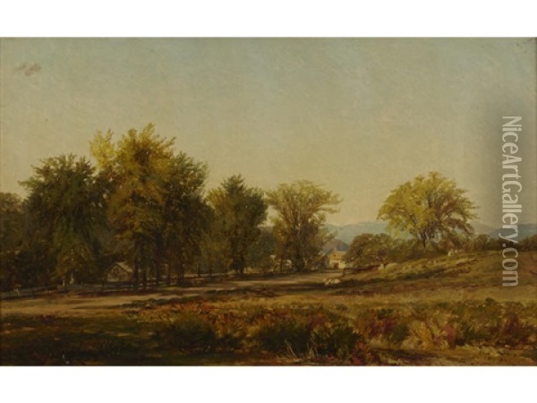 Landscape With Trees And Cottage Oil Painting - Aaron Draper Shattuck