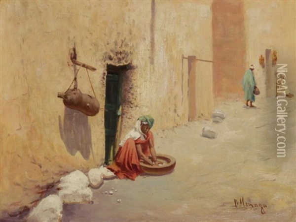 Scene De Rue En Algerie Oil Painting - Vincent Manago