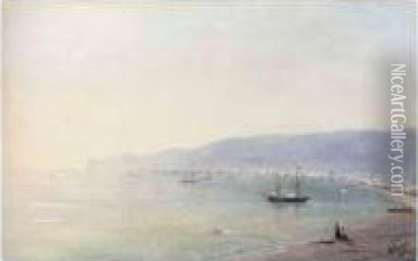 Sailing Boat Off Yalta, Ayu Dag Beyond Oil Painting - Ivan Konstantinovich Aivazovsky