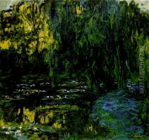 Vue Du Bassin Aux Nympheas Avec Saule Oil Painting - Claude Monet