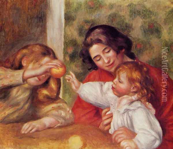 Gabrielle, Jean and a Little Girl Oil Painting - Pierre Auguste Renoir
