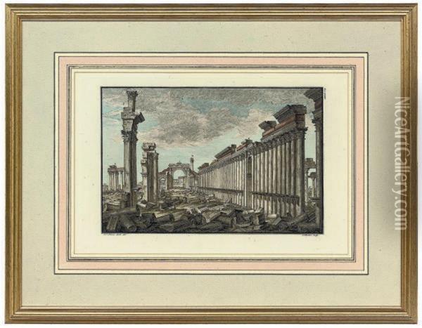 The Classical Ruins Of Palmyra And Baalbek Oil Painting - Giovanni Battista Borra