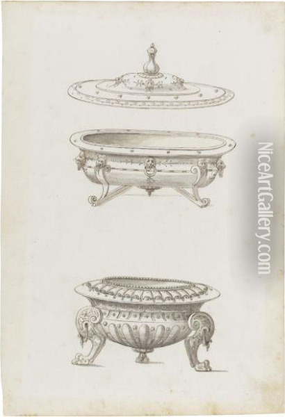 Designs For Two Dishes Oil Painting - Erasmus Hornick