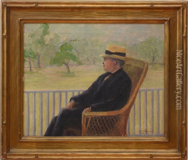 Man On The Porch Oil Painting - Josephine N. Thomson