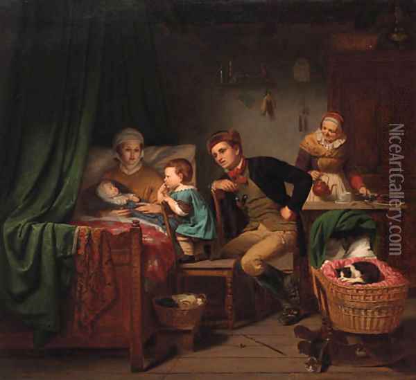 The new baby Oil Painting - Franz Wieschebrink