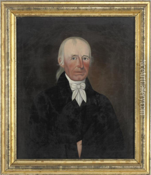Portrait Of Enoch Perley Known As 'the Squire,' First Settler Of Bridgton, Maine Oil Painting - John, Brewster Jnr.