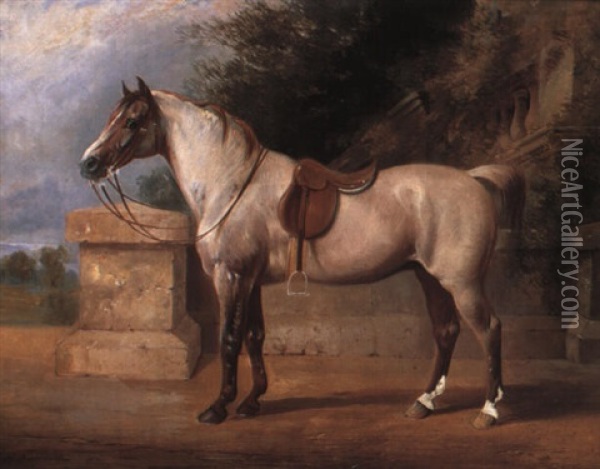 The Favorite Hunter Of Colonel H. Thomson Oil Painting - Henry Barraud