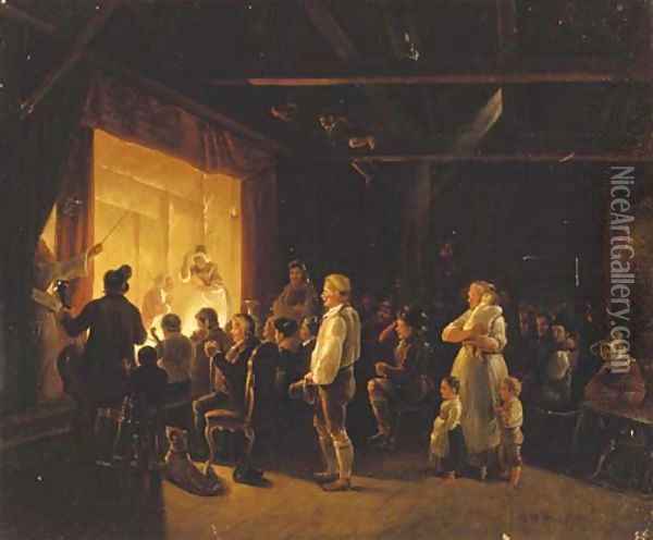 A theatrical performance Oil Painting - Pehr Hillestrom