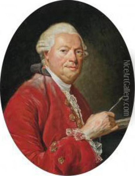 Portrait Of An Artist Oil Painting - Jean-Baptiste Perronneau