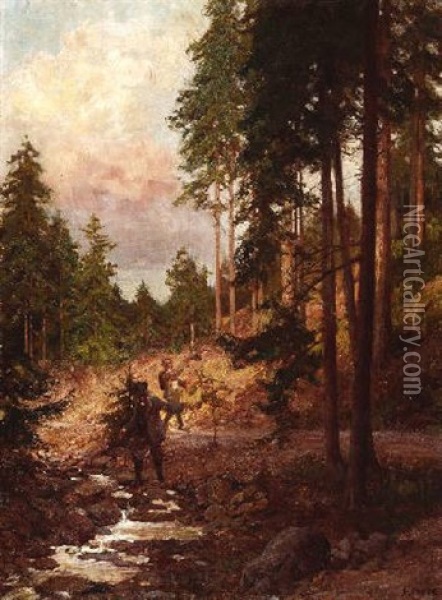 Jager Im Wald Oil Painting - Paul Paede