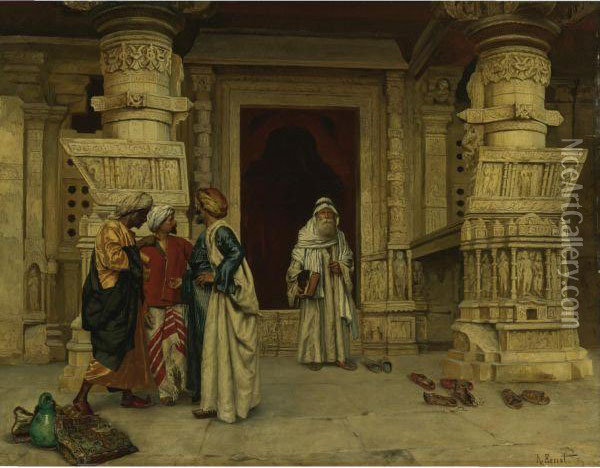 Outside The Mosque Oil Painting - Rudolph Ernst