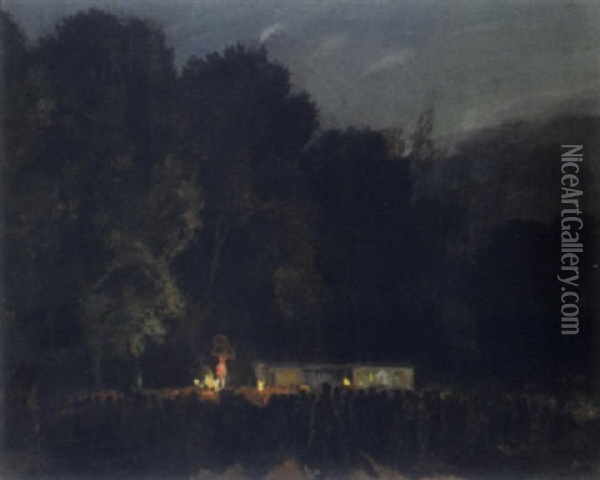 Nachtliche Feier Am Waldrand Oil Painting - Amandus Faure