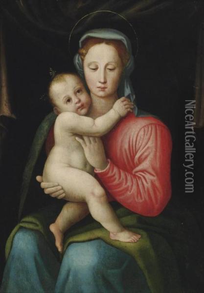 The Madonna And Child Oil Painting - Michele di Ridolfo del Ghirlandaio (see Tosini)