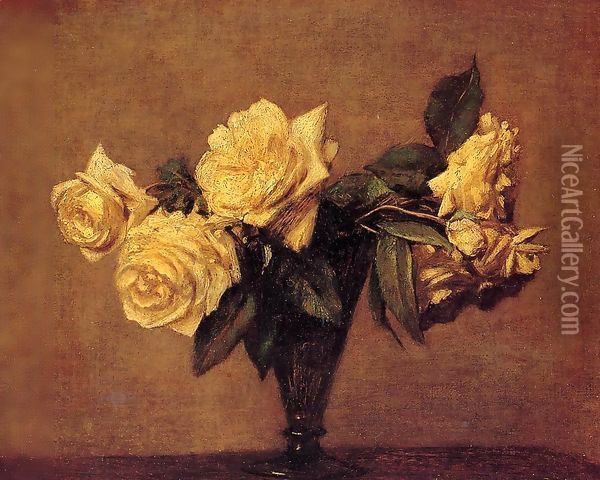 Roses 1891 Oil Painting - Ignace Henri Jean Fantin-Latour