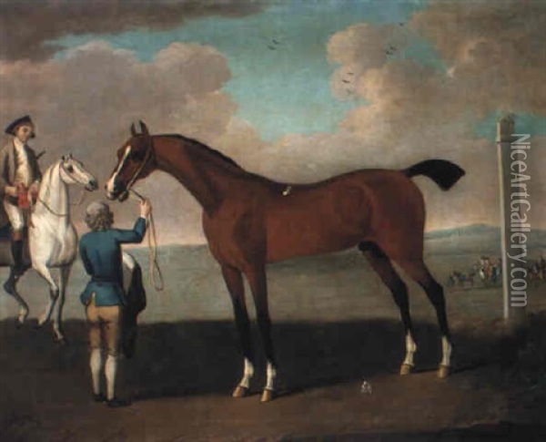 Flying Childers, A Bay Racehorse, With His Groom On Newmarket Heath Oil Painting - James Seymour