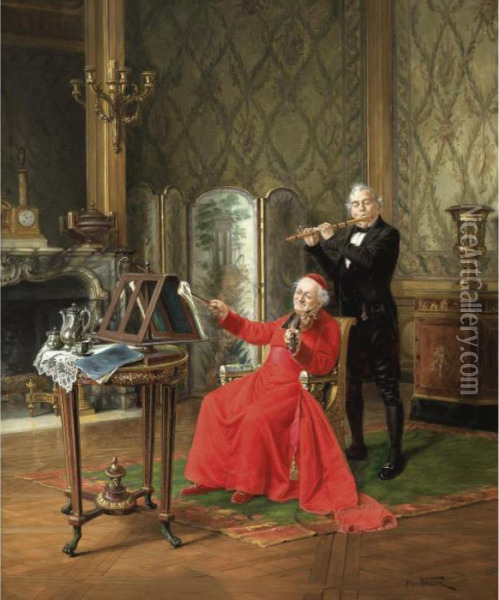 The Musician Oil Painting - Alfred Weber