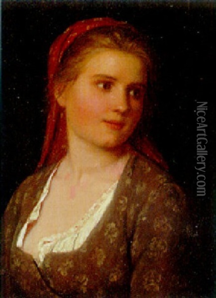A Bavarian Girl Oil Painting - Johann Georg Meyer von Bremen
