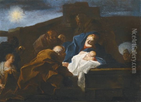 The Adoration Of The Shepherds Oil Painting - Pierre-Louis Cretey