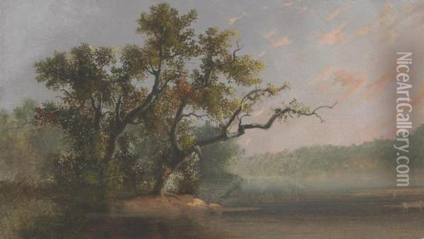 River Scene Oil Painting - Alfred Jacob Miller