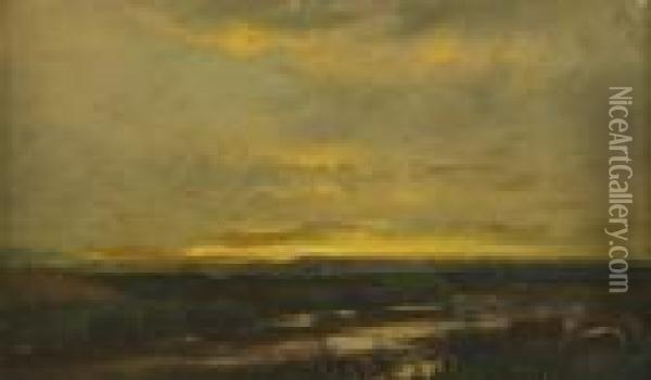 Sunset Oil Painting - John Carleton Wiggins