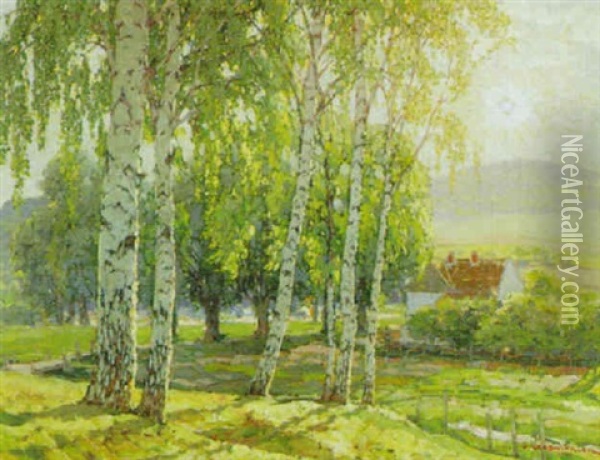 Birken Oil Painting - Peter Grabwinkler