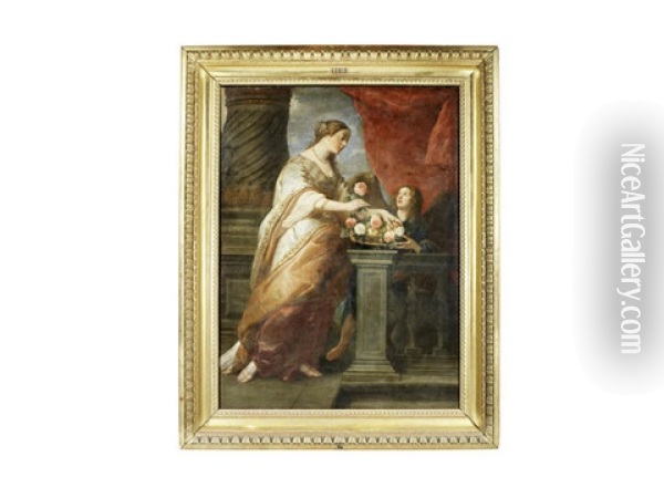 Saint Dorothea With An Angel Oil Painting - Caspar de Crayer