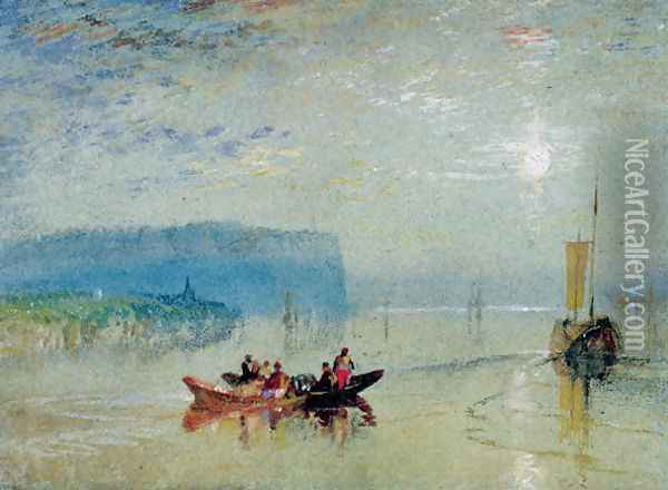 Scene on the Loire, near the Coteaux de Mauves, c.1830 Oil Painting - Joseph Mallord William Turner