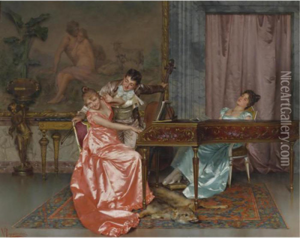 The Recital Oil Painting - Vittorio Reggianini