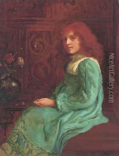 Portrait of a seated girl Oil Painting - Thomas E. Mostyn