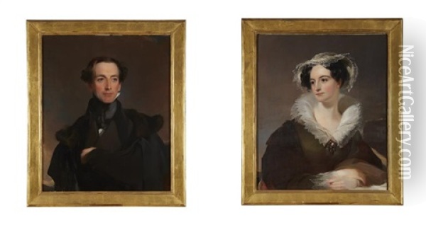 Pair Of Portraits: Jane Duval Leiper  And John Kintzing Kain (1795-1858) Oil Painting - Thomas Sully