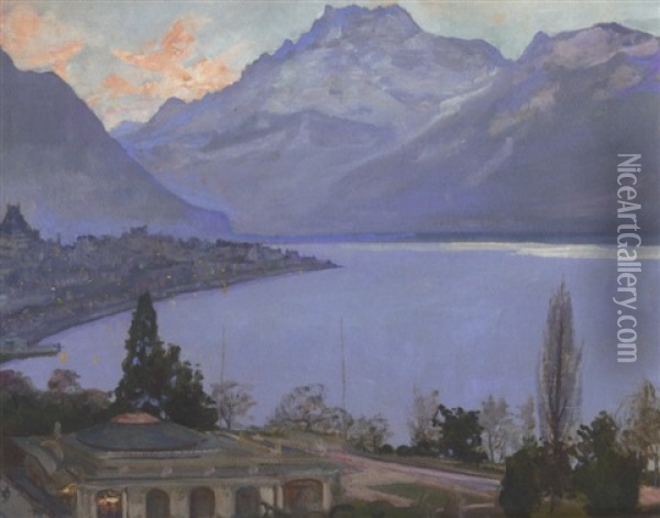 Evening, Montreux Oil Painting - John Lavery