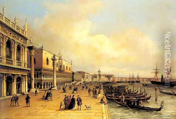A View of the Doges Palace Oil Painting - Carlo Grubacs
