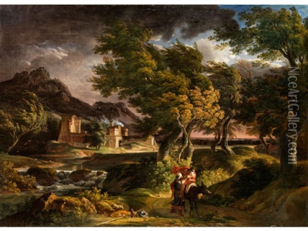 Gewittrige Landschaft Oil Painting - Johann Christian Reinhart