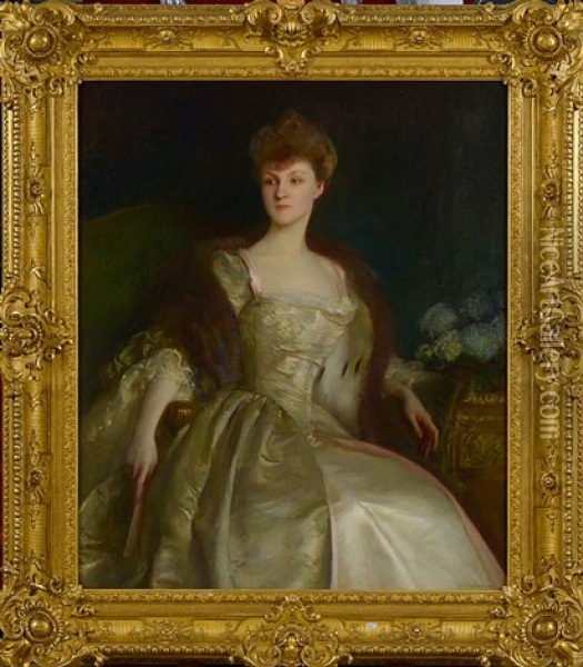 Portrait De Lise De La Rochefoucauld, 5eme Duchesse De Doudeauville, Nee Princesse Radziwill Oil Painting - Pascal Adolphe Jean Dagnan-Bouveret