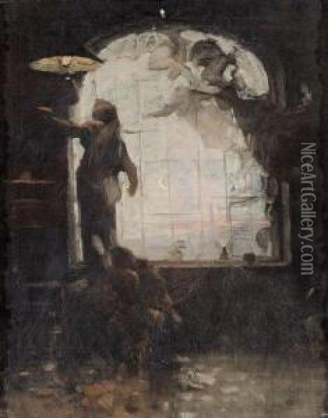 A L'aube Les Illusions S'enfuient Oil Painting - Edouard John E. Ravel