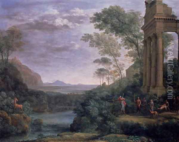 Landscape with Ascanius Shooting the Stag of Sylvia Oil Painting - Claude Lorrain (Gellee)