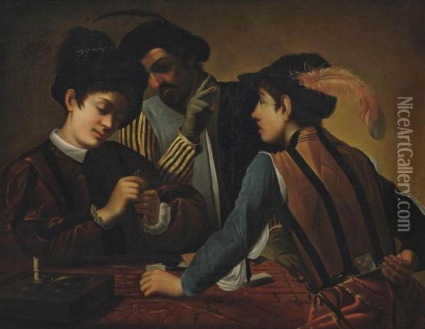 The Cardsharps Oil Painting - Michelangelo Merisi Da Caravaggio