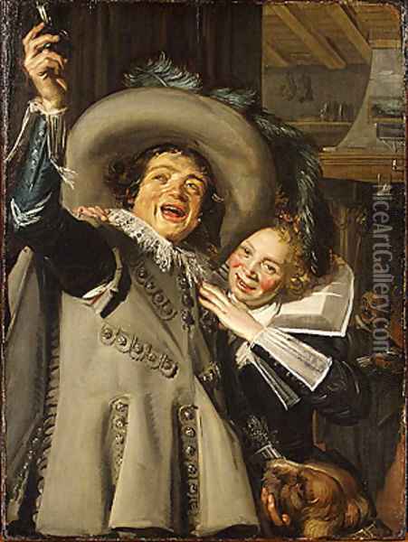 Young Man and Woman in an Inn Oil Painting - Frans Hals