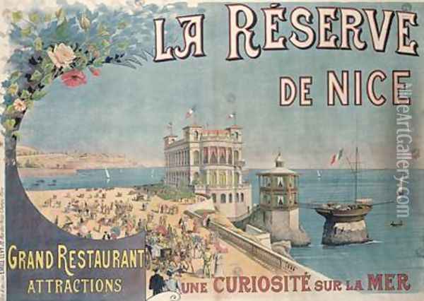 Poster advertising La Reserve restaurant Nice Oil Painting - E. Levy