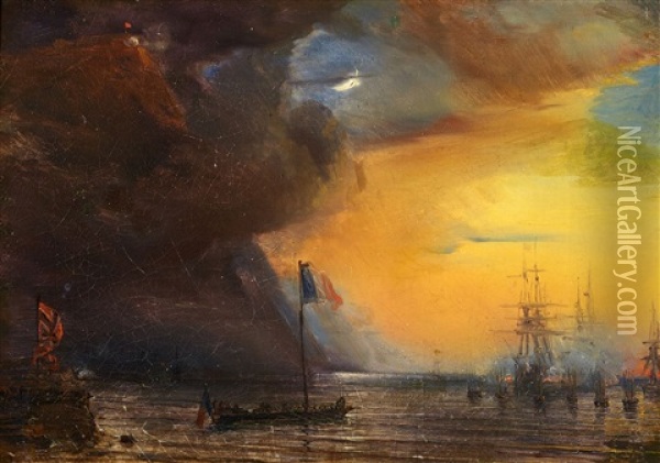 Die Franzosische Flotte Vor Norwegen Oil Painting - Baron Jean Antoine Theodore Gudin