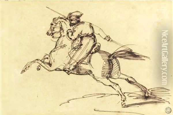 Galloping Cossack Oil Painting - Theodore Gericault